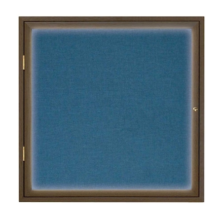 Single Door Slim Enclosed Radius EZ Tack Board,42x32,Gold/Marble